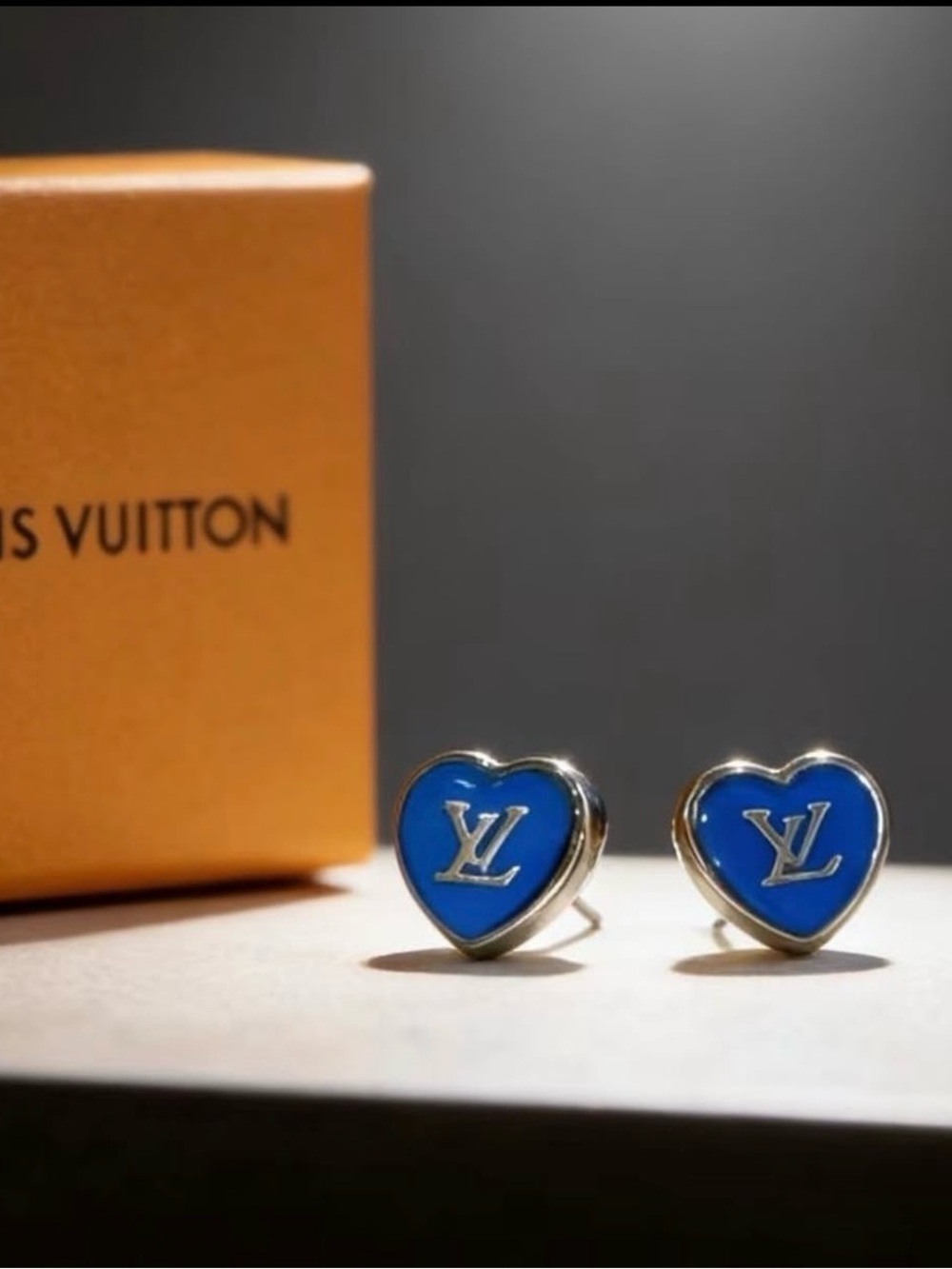 Designer Inspired Lulu Blue Heart Silver Stud Earring